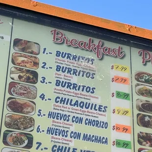 Menu with incorrect prices