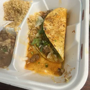 Quesabirria w/ rice &amp; beans