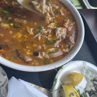 Menudo with homemade tortillas.