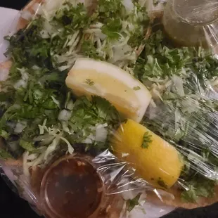 Carne asada tacos with everything