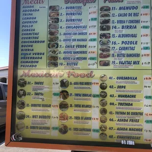 Updated menu