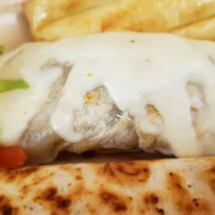 Combination plate size steak burrito