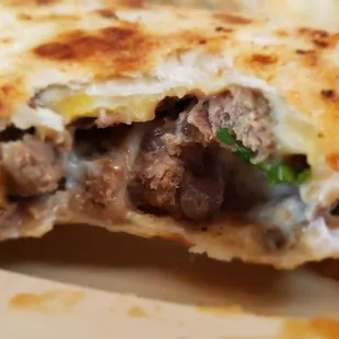 Inside the steak quesadilla