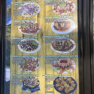 Menu seafood