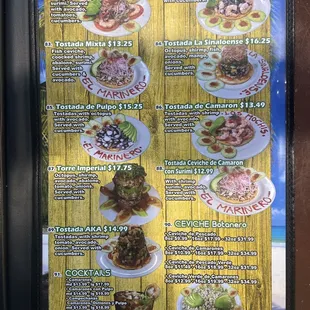 Menu seafood