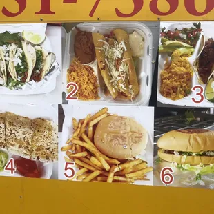 a variety of food items