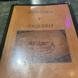 Front of menu