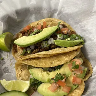 Beef &amp; chorizo taco and been &amp; jalapeño taco  Street Taco