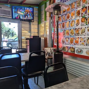 Inside, out of the sun.