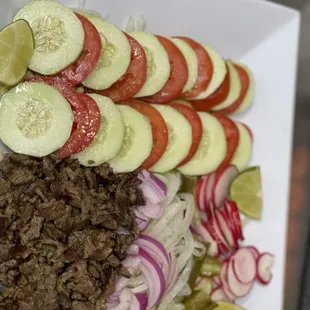 Steak botana with veggies..