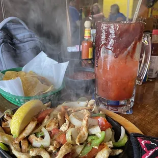 Michelada with fajitas
