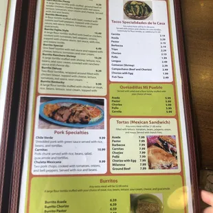 menu