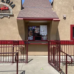 the entrance to the restaurant