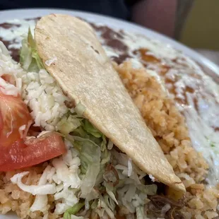 Crispy beef taco &amp; cheese enchilada
