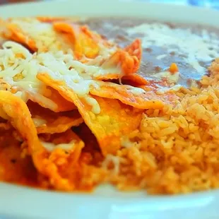 Chilaquiles with rice &amp; beans
