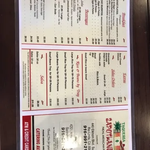 menu