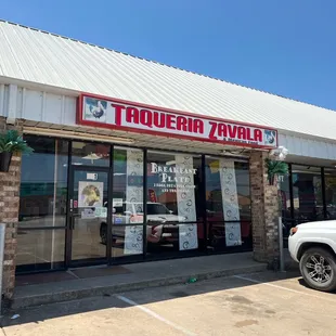 the front of the restaurant