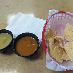 Remaining chips and salsa before they were gone