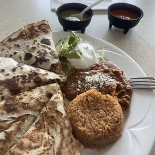 Quesadilla plate, I personally like the chicharrón quesadilla