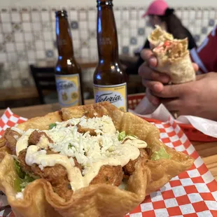 Fried Fish Taco salad