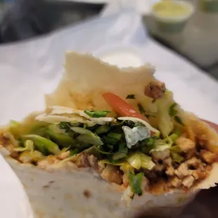 Chicken burrito was extra cilantro