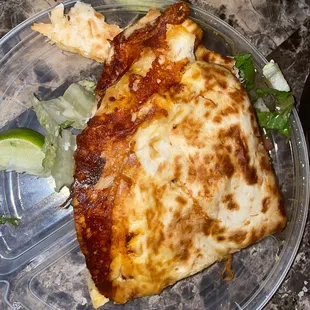 Burnt, horrible flavor quesadilla