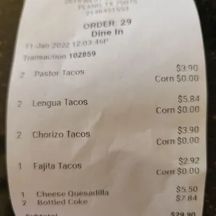 32 dollars for fucken tacos.  Insane!!!  Never will I visit this rip-off for an establishment again and neither should anyone else.