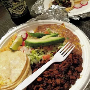 Combo plate and 2 pork tacos