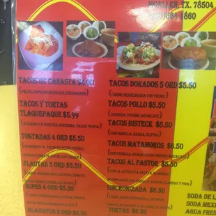 menu