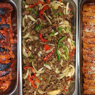 BBQ ribs, beef fajitas and enchiladas.