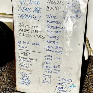 Current April 2022 Menu Board