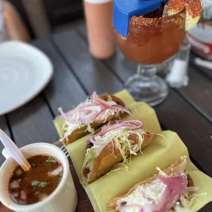 3 Birria crunchy tacos-consomé included