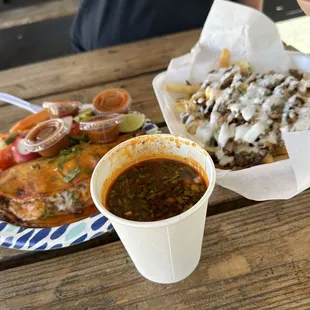 a plate of food on a table