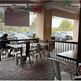 Outside patio; dining area.