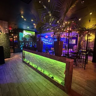 a bar with neon lights
