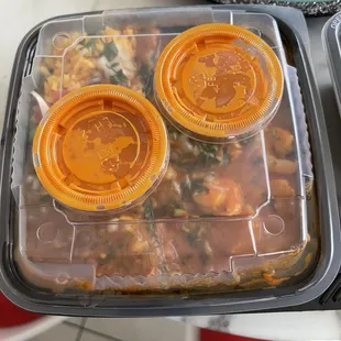 Shrimp Enchilado (Super Spicy Shrimp) with habanero sauce.