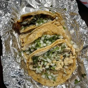 al pastor and chicken tacos. Yummy.