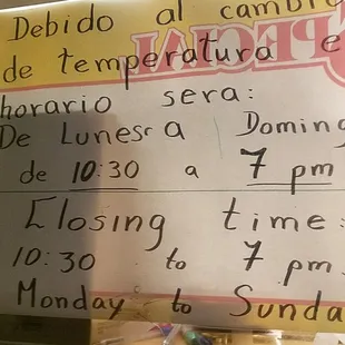 Hours for colder weather, I think.