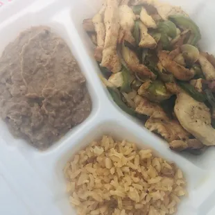 Chicken Fajita plate. I got flour tortillas with it. Yum!