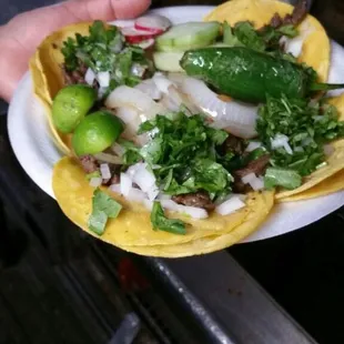 a person holding a plate of food