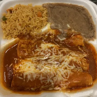 #17 Three Red Cheese Enchiladas Combo