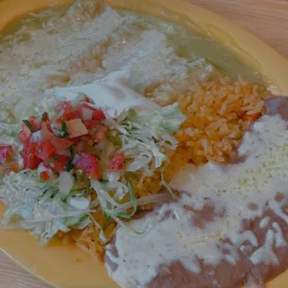 #17 Three Green Cheese Enchiladas Combo