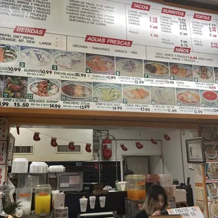 Menu items and order window