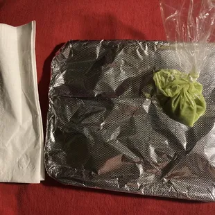 The unveiling! Like they included a big napkin and salsa without my asking.