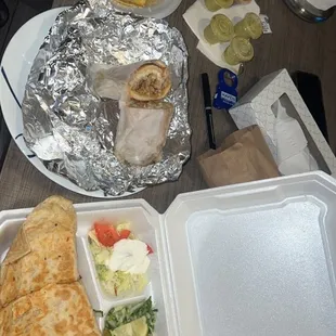 4 mini chicken tacos, chicken torta , quesadilla