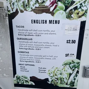 English menu