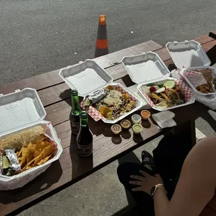 Burrito, nachos, and tacos