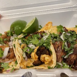 This was a variety of tacos. The carnitas was my favorite, but they were all good!