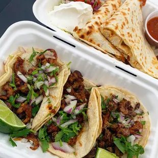 Tacos and Quesadilla