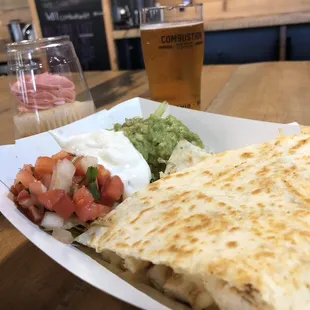 Taquitos' Quesadilla, Combustion's Blue Print, Just A Little Treat's Champaign Cupcake